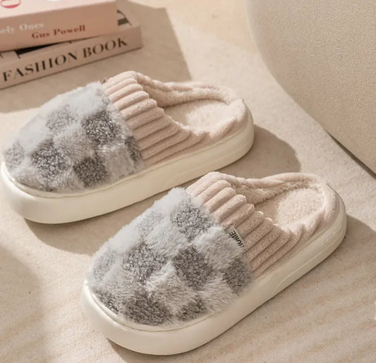 Cozy Plaid Plush Unisex Slippers